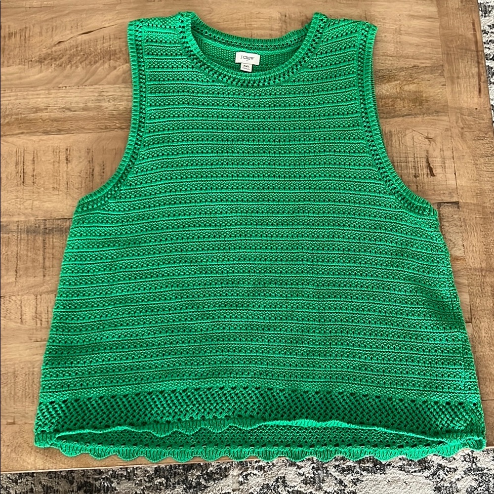 J. Crew Bright Green Textured Sleeveless Top